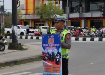 Ditlantas Polda Kaltara Gelar Sosialisasi Ruang Henti Khusus (RHK) di Simpang Unikal Tanjung Selor