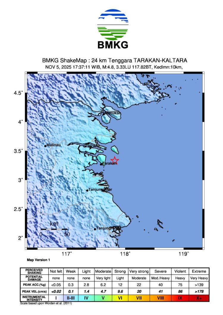 BREAKING NEWS! BMKG Pastikan Gempa Magnitudo 4,8 di Tarakan Tak Berpotensi Tsunami, Warga Diminta Tetap Tenang