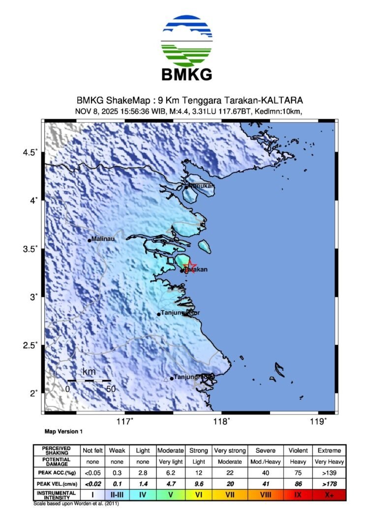 Gempa Bumi Magnitudo 4,4 Kembali Guncang Tarakan, Getaran Dirasakan Hingga Tanjung Selor dan Nunukan